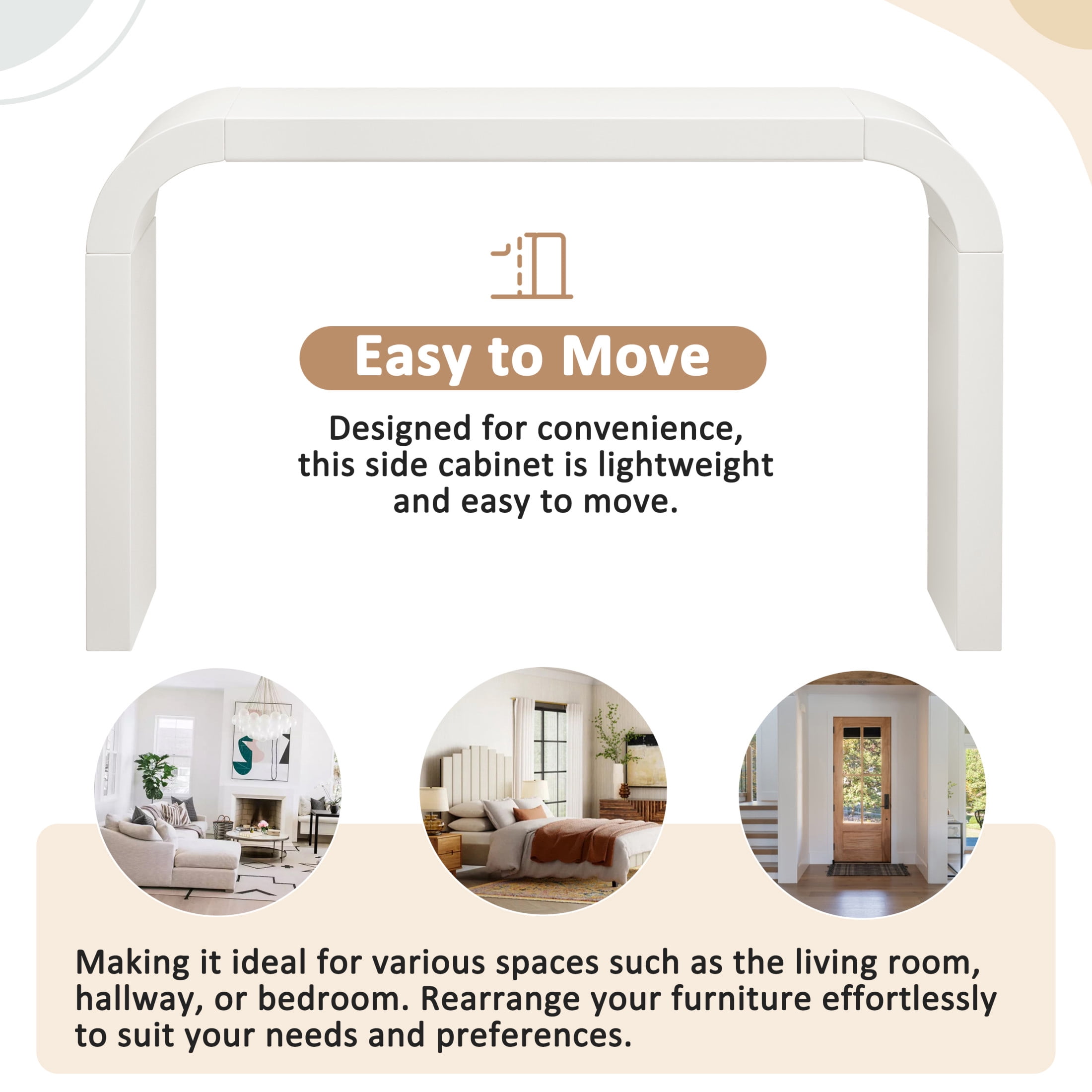 Christopher Knight Home Modern 52" Curved Console Table, Wood Entryway Table for Hallway, Cream White
