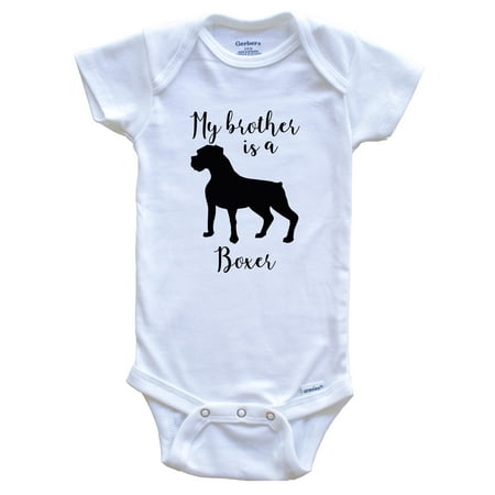 

My Brother Is A Boxer Cute Dog Baby Bodysuit - Boxer One Piece Baby Bodysuit 6-9 Months White