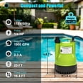 thumbnail image 3 of FLUENTPOWER 1/4HP Utility Pump 1900GPH Portable Submersible Sump Pump, Manual Control with 16.4 Ft Cord for Draining Water from Pool Pond Garden Hot Tub Basement Tankless Heater Liquids, 3 of 9