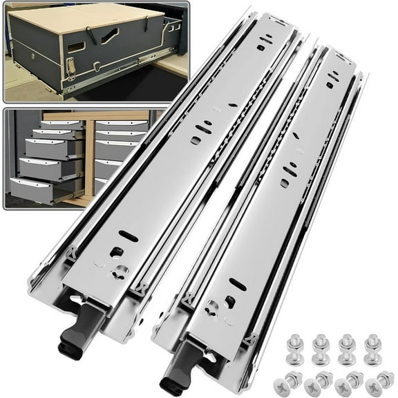 1 Pair 20 Inch 500mm Full Extension Ball Bearing Rail with Lock Side Mount Cabinet RV Tool Box Runner