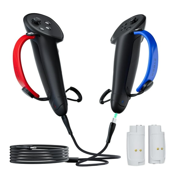 ZYBER Poignées de Contrôleur Rechargeables pour Accessoires Meta Quest 3S/3, Couvercle de Contrôleur en Silicone avec Batteries Rechargeables et Câble de Charge