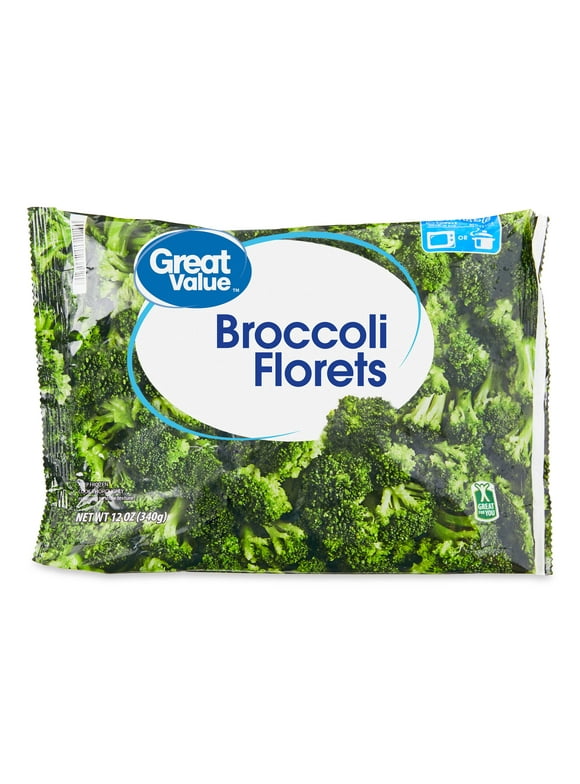 Great Value Frozen Broccoli Florets, 12 oz Steamable Bag