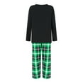 thumbnail image 5 of Elippeo Christmas Family Pajamas Matching Set Santa Claus Print Long Sleeve Tops and Green Plaid Pants Sleepwear, 5 of 10