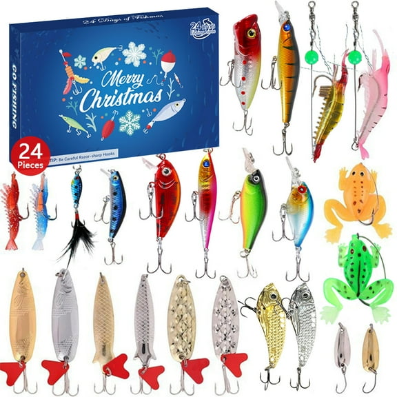 Fishing Advent Calendar 2025, 24 Days Countdown with Fishing Lures, Christmas Advent Calendar Gift for Fishers, Adult Men, Teen Boys, Christmas Advent Calendar 2025 Gift for Husband, Friend