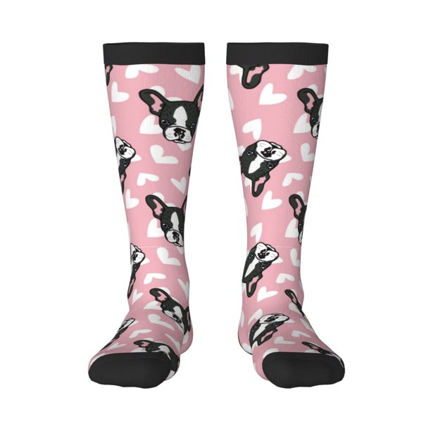 Fotbe French Bulldog Calcetas Divertidas Estampadas para Hombre y Mujer, Calcetas de Algodón hasta la Rodilla para Caminar, Correr, Enfermería y Embarazo