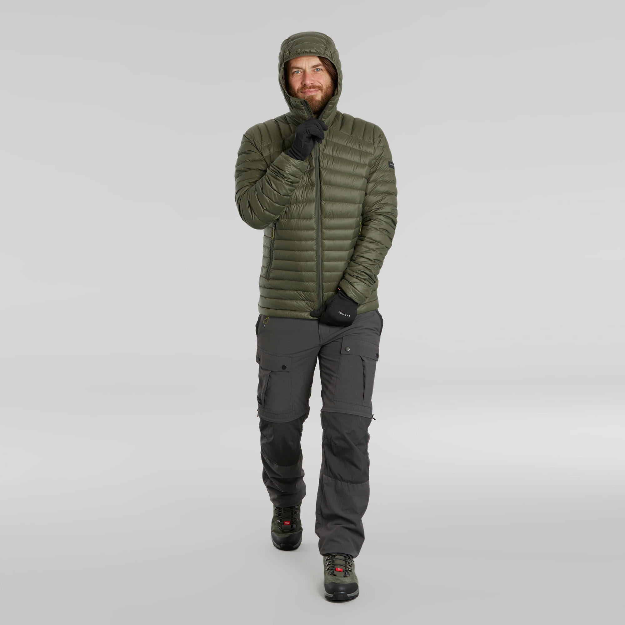 Forclaz Trek 100, 23°F Real Down Packable Puffer Backpacking Jacket, Men's, Green, Large