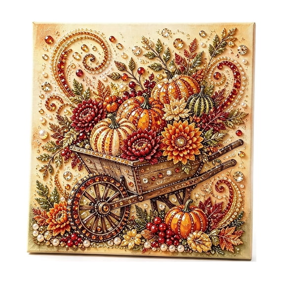Autumn Pearl Painting Kit - DIY Fall Pearl Diamond Art Kit for Adults Beginners - Thanksgiving Pumpkin Diamond Dots Beads Art Craft Kits for Home Wall Decor Party Gift