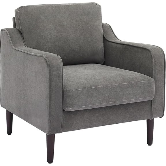 Oversized Modern Accent Armchair with Metal Legs,Comfy Accent Chair and a Half,Modern Century Single Sofa Extra Large Reading Club Chair for Living Room,Bedroom,and Apartment, Gray
