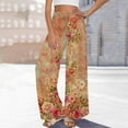 thumbnail image 2 of ZHENHONG Casual Pants for Women Womens Wide Leg Palazzo Pants Boho Floral 2025 Summer Beach Culottes Flowy Casual Trousers For Vacation, 2 of 4