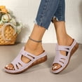thumbnail image 6 of Norvail Womens Wedge Sandals Slip On Arch Support Slides Recovery Summer Beach Slippers Comfortable Plantar Fasciitis Arch Support Low Wedge Dressy Open Toe Walking Shoes, 6 of 7