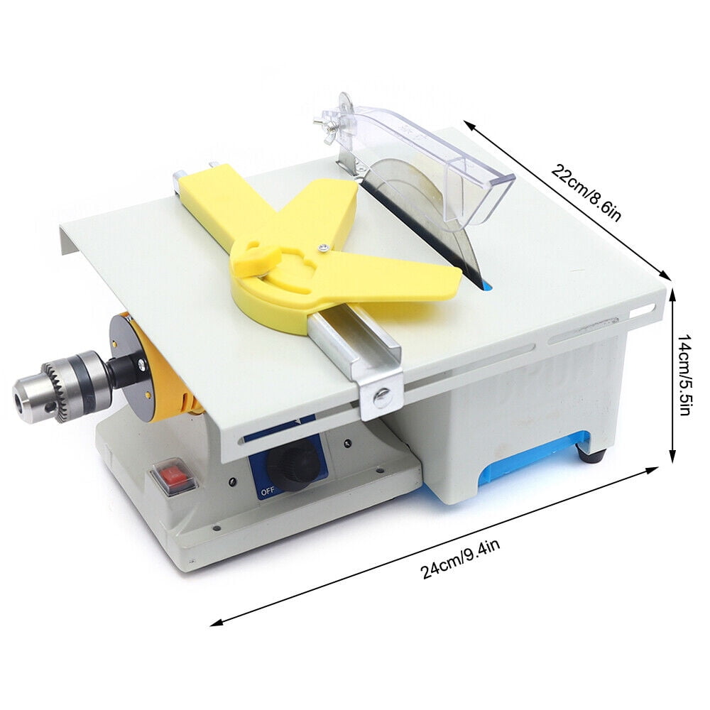 Miumaeov Mini Table Saw with Jewelry Polisher, Multipurpose Gem Metal Woodworking Benchtop Polishing Buffer for DIY Crafts, 110V 750W Portable Polisher Machine