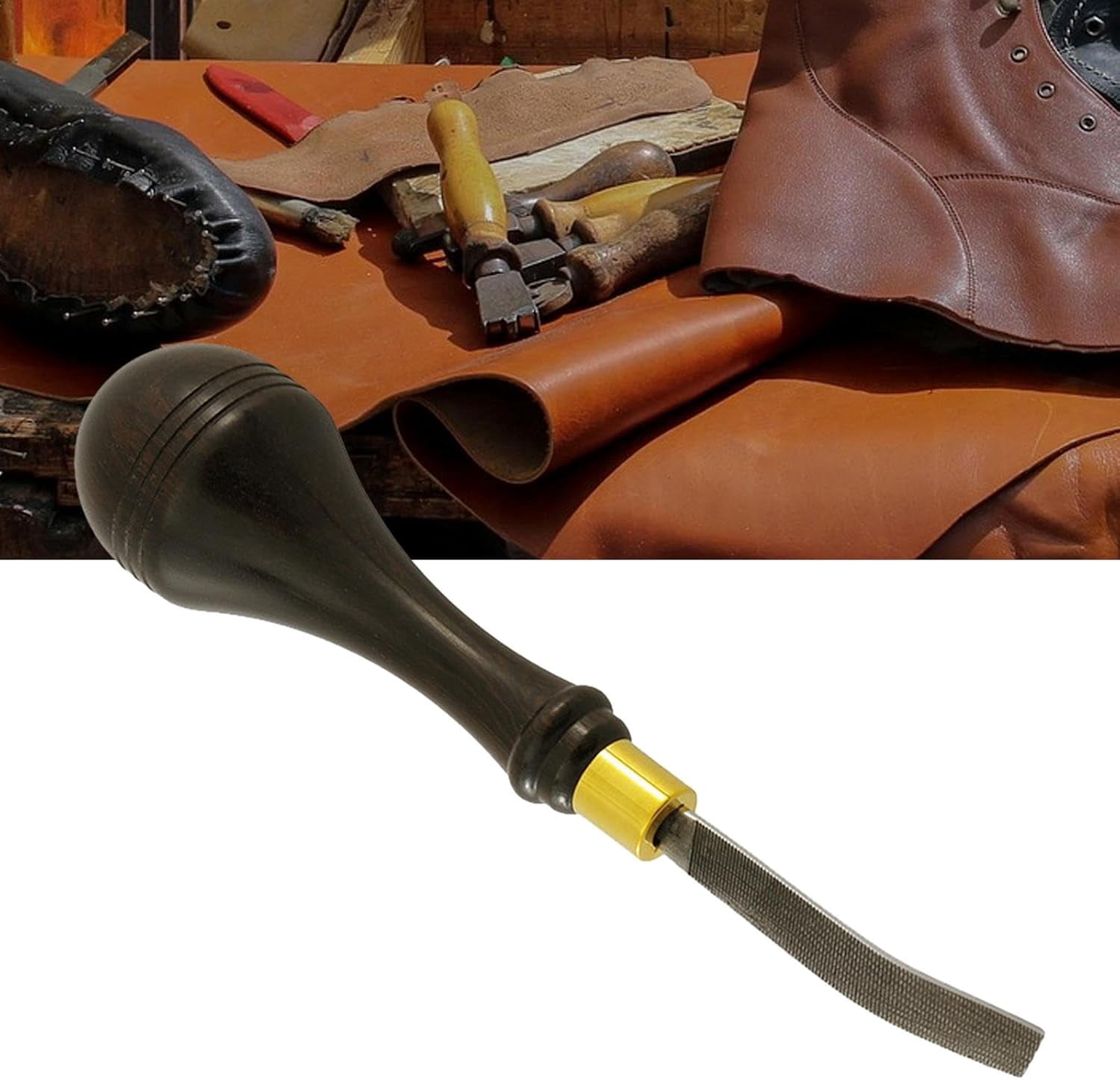 ABCISI Leather Roughing Tool with Handle, 6.5mm DIY Leather Craft Leathercraft Edge Marking Craft Portable Surface Tool Detail Rougher, Ideal for Beginners and Experienced Leather Craftsmen