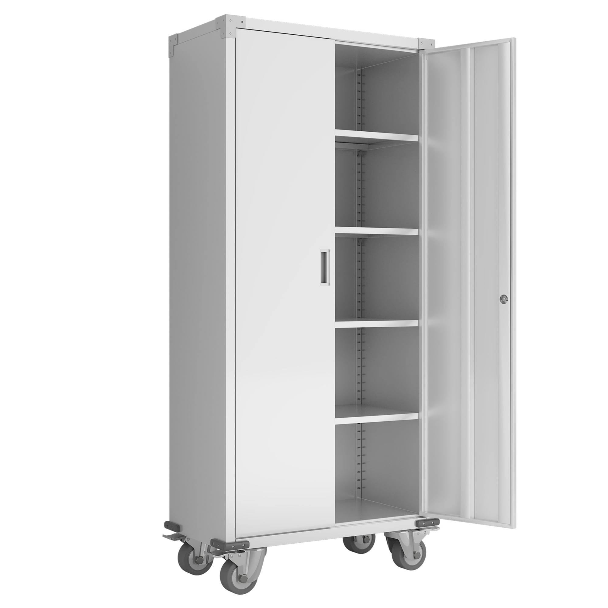 AOBABO Metal Storage with Wheels,Lockable Storage