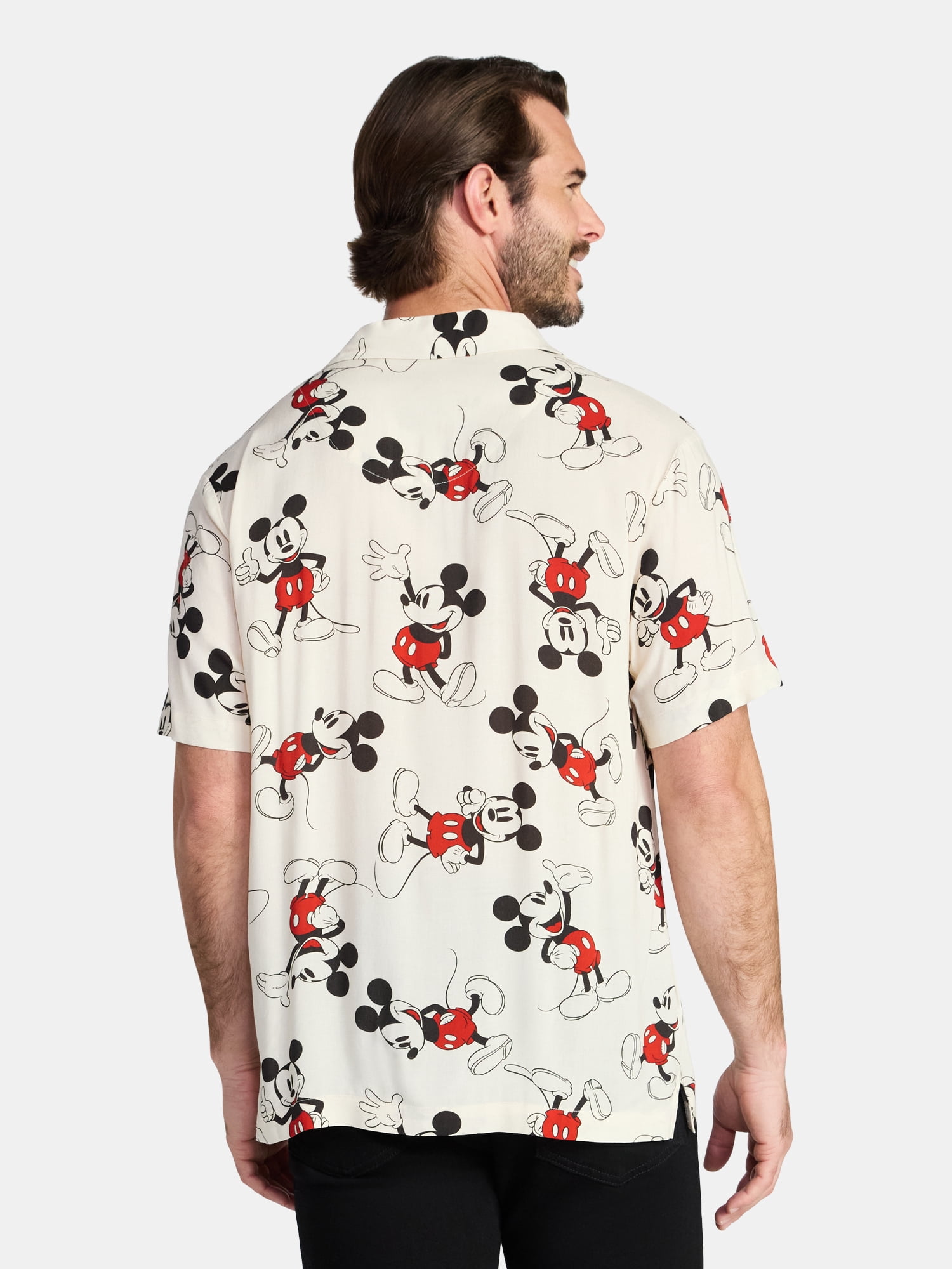 Disney Men's and Big Men's Mickey Mouse Wander Graphic Button-Up Shirt, Sizes XS-5XL