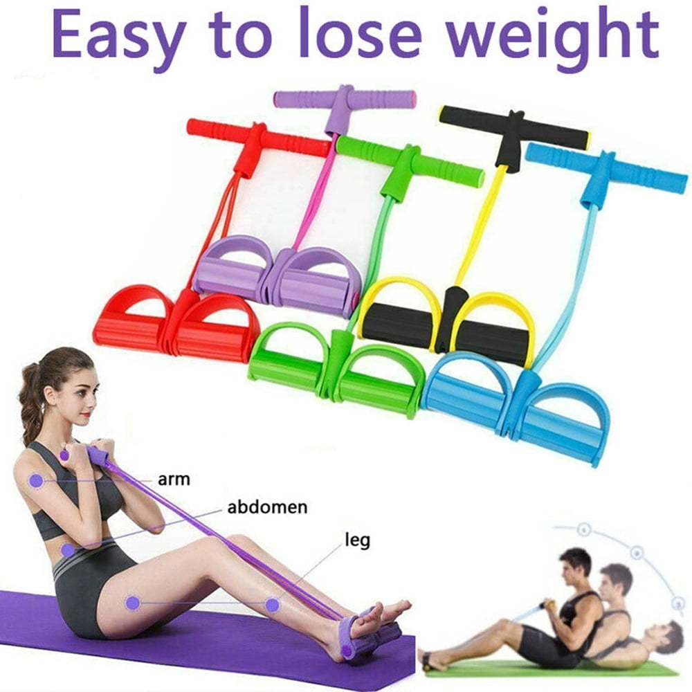 Home Yoga Elastic Resistance Band Foot Pedal Exerciser Sit up Pull Rope Puller Walmart
