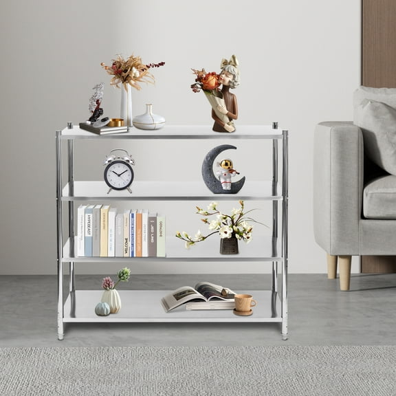Durable Stainless Steel Shelving with 4-Tier Storage, 330 lbs Load Capacity, Open Structure for Ventilation, Simple Installation and Easy Cleaning