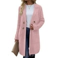thumbnail image 2 of Women Fall Long Cardigan Sweater Trendy Knit Jacket Coat Dressy Blazer Coatigan Pink XL, 2 of 7