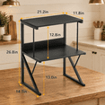 Large Black Printer Stand for Desk, Metal and Wood Office Organizer ...