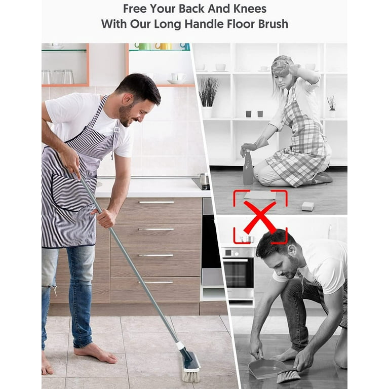Long Handle Scrub Brush Floor Brush Scrubber with Adjustable Poles
