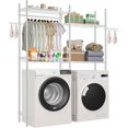 thumbnail image 1 of VEVOR Over Washer and Dryer Storage Shelves, 4 Tiers Laundry Room Drying Rack with Hanger Rod and Hooks, Two Rows Adjustable Washer Shelves Space Saver, for Laundry Room Storage & Organization, White, 1 of 8