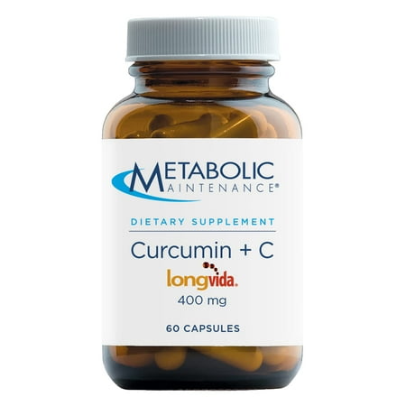 Metabolic Maintenance Curcumin + C - Longvida + Vitamin C Enhanced Curcumin Supplement for Brain Function & Joint Mobility (60 Capsules)