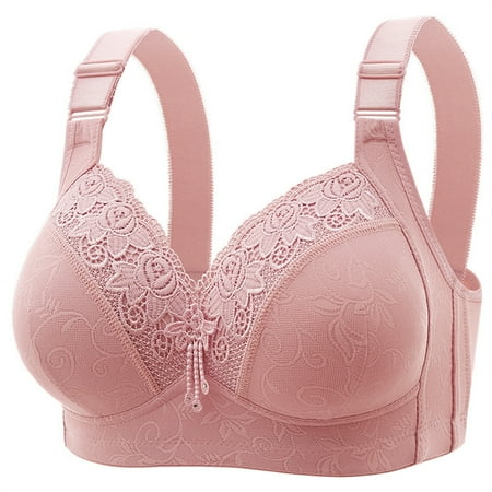 Audhol Women s Minimizer Bras Everyday Bras for Women Front Close Snap Builtup Sports Wire Bras Daisy Bra Women Large Size Underwire Plus Size Bras for Women Pink A