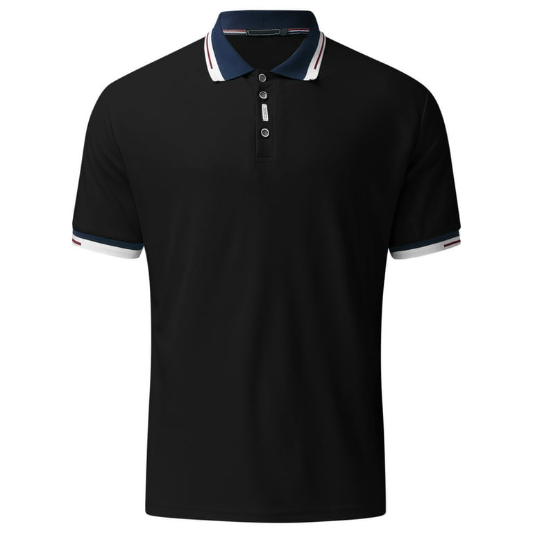 Adviicd Black Magellan Shirts for Men Fashion Men's Performance Stripe Golf Polo, Size: Large