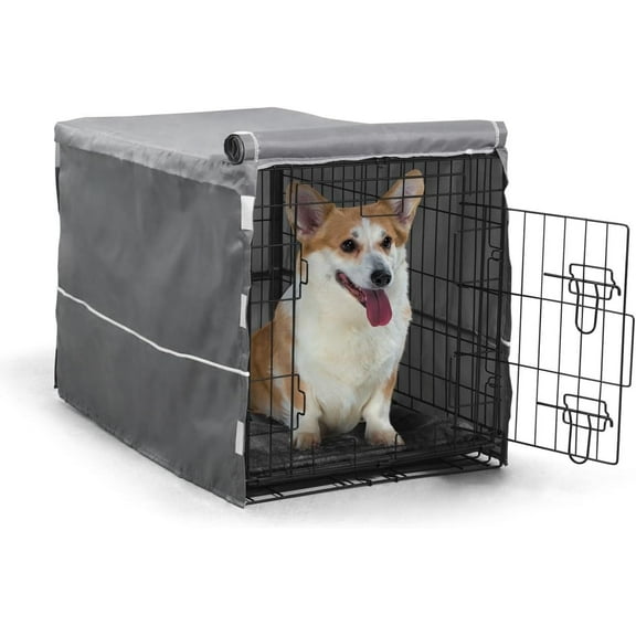 BOWHAUS 30-Inch Single Door Dog Crate Kit Includes Crate Cover and Soft Dog Bed, Indoor Dog Cage with Leak-Proof Pan, Foldable Wire Metal Dog Kennel for Small, Medium Dog