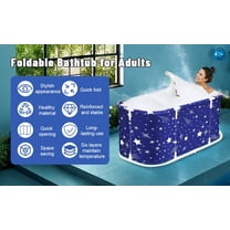 Tereitr Large Foldable Bathtub for Adults | 45"L x 24"W Freestanding Soaking Tub with Plastic Frame & Easy Drain, Indoor/Outdoor Portable Spa Tub (Starry Blue)