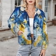 thumbnail image 3 of Jackets for Women Winter Coat Jackets Flannel Stand Collar Jacket(Watercolor Wolf Portrait Art,Size:S-4XL), 3 of 7