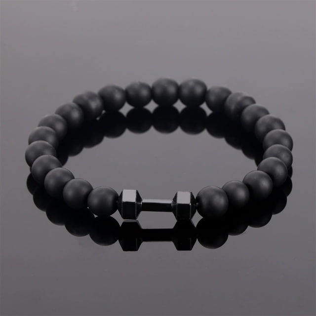 Pulsera con pesas para hombre Pulsera con cuentas de lava Pulsera de piedra volcánica natural Pulsera con cuentas para la ansiedad Cuentas de yoga Conjunto de joyas elásticas para mujer y hombre