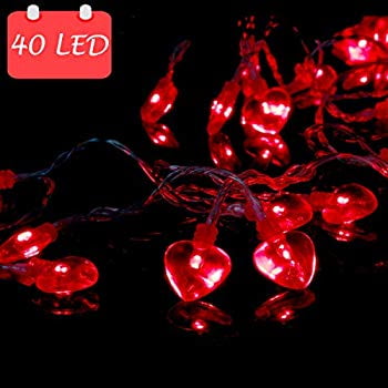 14 5ft 40led Valentines Decorations String Lights Heart Shape