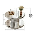 thumbnail image 3 of Noble House Double-Tier Luxury Round Mirror Coffee & End Table with Fluted Glass - 31.5" Diameter Modern Sofa Side Table for Living Room, Light Luxury Design, Sturdy Cylinder Frame, Silver, 3 of 4