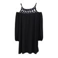 thumbnail image 5 of Women's Off Shoulder Dress Hollow Neck Lantern Sleeve Loose Elegant Mini Dress, 5 of 8