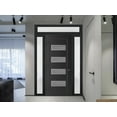thumbnail image 4 of Front Exterior Prehung Metal-Plastic Door Frosted Glass | Manux 8113 Matte Black | 2 Side and Top Sidelite Transom | Office Commercial and Residential Doors Patio 64x94 (W14+36+14x80+14) Right-hand, 4 of 6