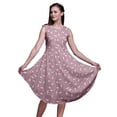 thumbnail image 1 of Bimba Robe Midi Évasée d'Été Décontractée Sans Manches à Imprimé Floral pour Femmes, Feuilles Violettes et Canard Colvert Oiseau - Xxx-Grand, 1 of 6