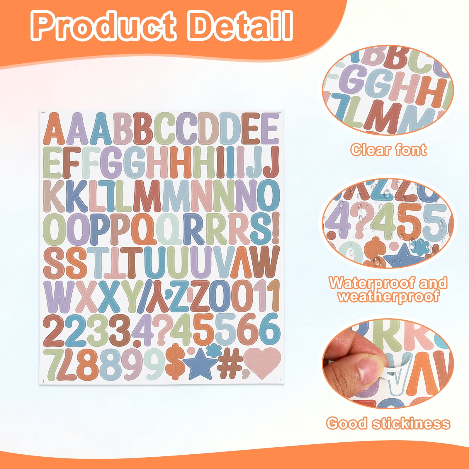 Uxcell 1 Inch Letter Stickers, 30 sheet Alphabet Number Stickers Self Adhesive Handwriting Vinyl Stick on Letters for Mailbox Number Scrapbooking Sign Bottles Craft, Matte Colorful