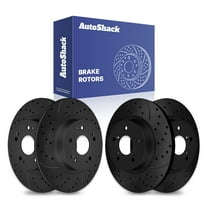 AutoShack Front & Rear Drilled & Slotted Brake Rotors | Replacement for 2008-2017 Honda Accord 2015 Civic 1.8L 2.4L 3.0L V6 FWD | Black E-Coated | 4-PC Set | NightGuard