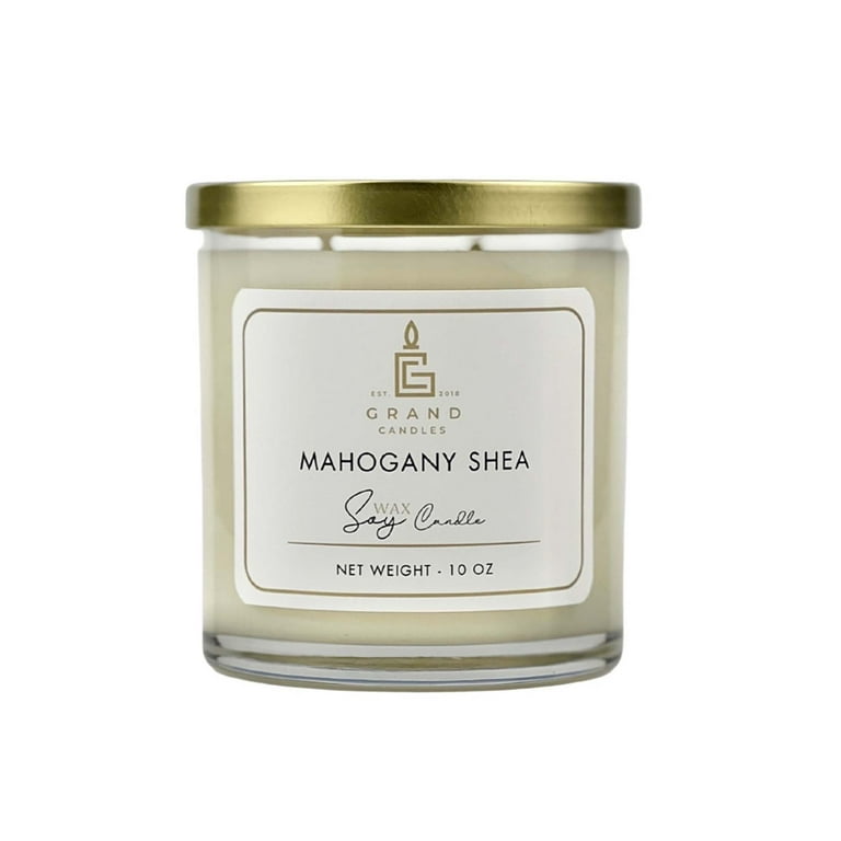 Scented Soy Candle - Mahogany Shea Candle -10 oz Soy Wax Candle, Size: 10 oz Tumbler Jar, Clear