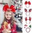 thumbnail image 2 of Diadema navideña con diseño de cuerno de alce, estrella, copo de nieve, diadema de lentejuelas para árbol de Navidad de Papá Noel, decoración navideña para niños y niñas, 2 of 4