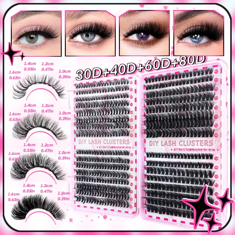 30P/40P 32-Row False Eyelash Glue, 60P/80P Cluster Lash Book Eyelashes