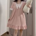 thumbnail image 4 of Vestido de dormir de las mujeres de manga corta de encaje arco decoración lindo estilo dulce pijamas vestido para el verano, 4 of 8
