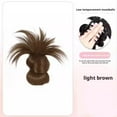 thumbnail image 4 of Moño rizado estilo coreano, cabeza de albóndiga de temperamento bajo en marrón oscuro, marrón oscuro, marrón claro y negro natural. Postizo sintético suave y natural de alta calidad para uso diario., 4 of 5