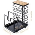 thumbnail image 2 of Cutting Board Organizer Holder Knife Block Holder Pot Lid Rack Drying Rack with Draining Tray Kitchen Countertop Cabinet Pantry Bakeware Black, 2 of 4
