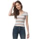 thumbnail image 1 of Camiseta gráfica recortada a rayas Aeropostale para mujer blanca mediana, 1 of 2