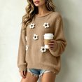 thumbnail image 5 of Enjoytime Long Sleeve Tops for Women Floral Knitted Crew Neck Pullover Sweater Fall Casual Plus Size Womens Clothing, 5 of 5