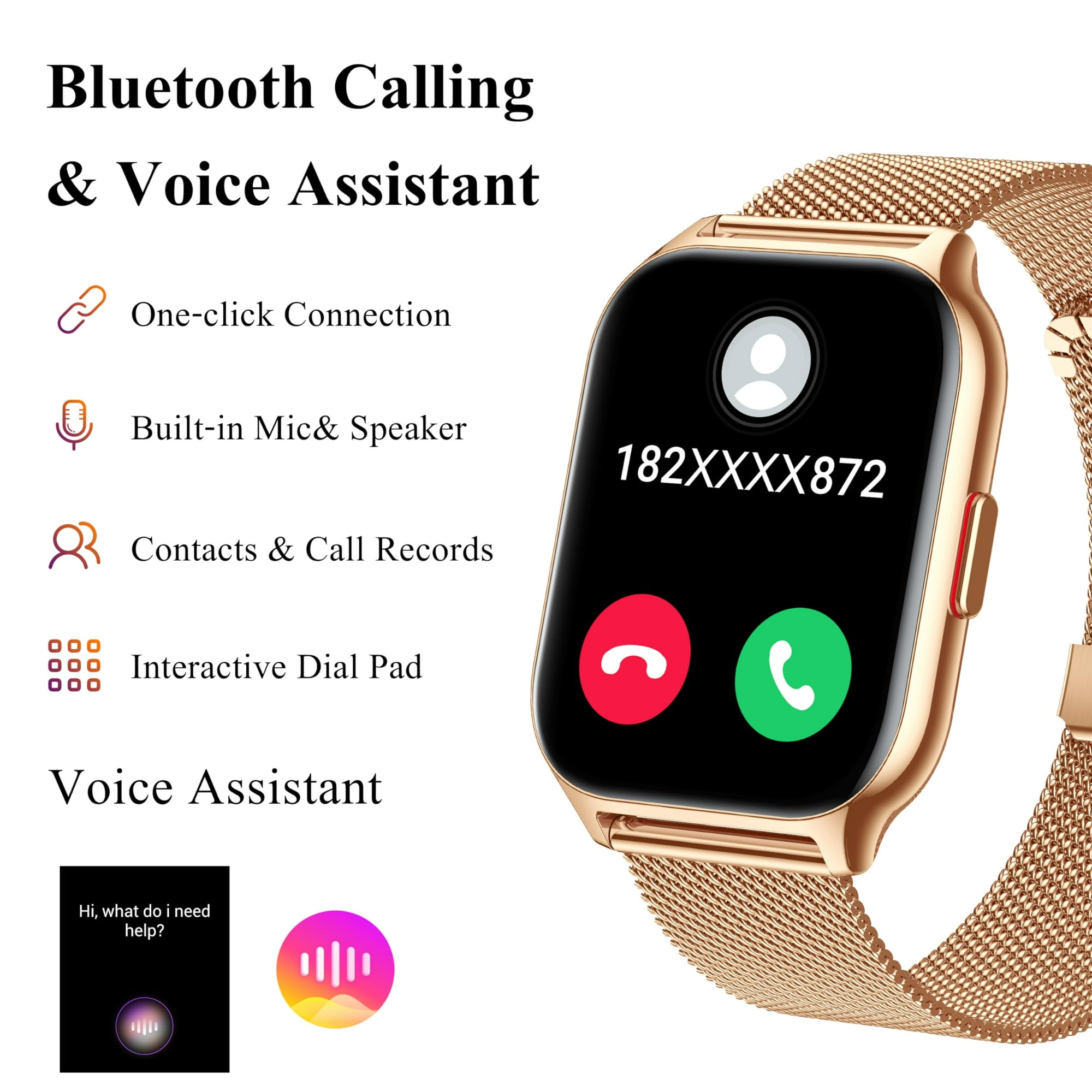 Popglory Smart Watch Answer Make Calls 2.01 Smartwatch with AI Voice Control Blood Pressure SpO2 Heart Rate Monitor Fitness Tracker Watch 2 Straps for Men Women for iOS Android Phones Walmart