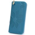 thumbnail image 1 of Leather Wallet Purse Long Credit Card Organizer Embossed Kapok Pattern Women Wallet Black, 1 of 7