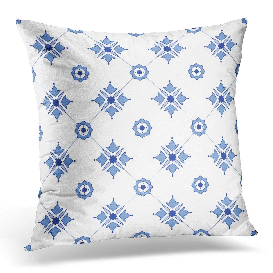 USART Blue Abstract Delftware Pattern White Amsterdam Pillow Case