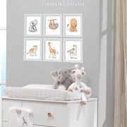Lambs & Ivy Watercolor Safari Jungle Animals Unframed Nursery/Child Wall Art